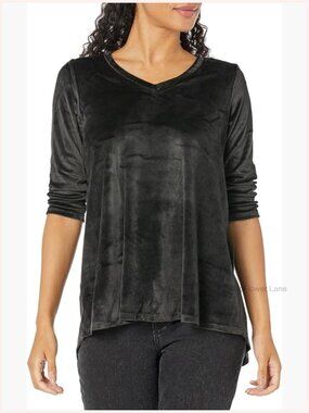 Ultra Soft Velvet Legging Tunic Tee V-Neck 3/4 Sleeve Hi-Low Hem Relaxed Fit